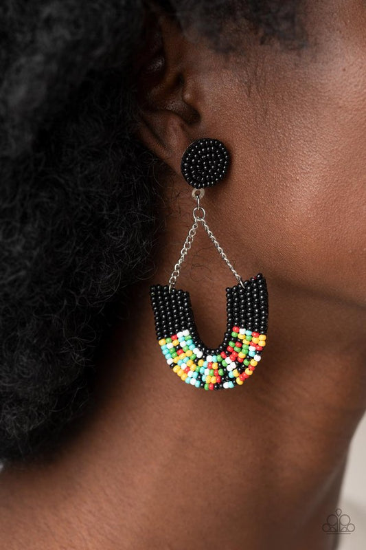 Make it RAINBOW - Black - Paparazzi Earring Image