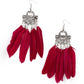 ​Plume Paradise - Red - Paparazzi Earring Image