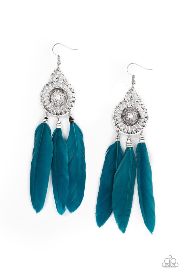 Pretty in PLUMES - Blue - Paparazzi Earring Image