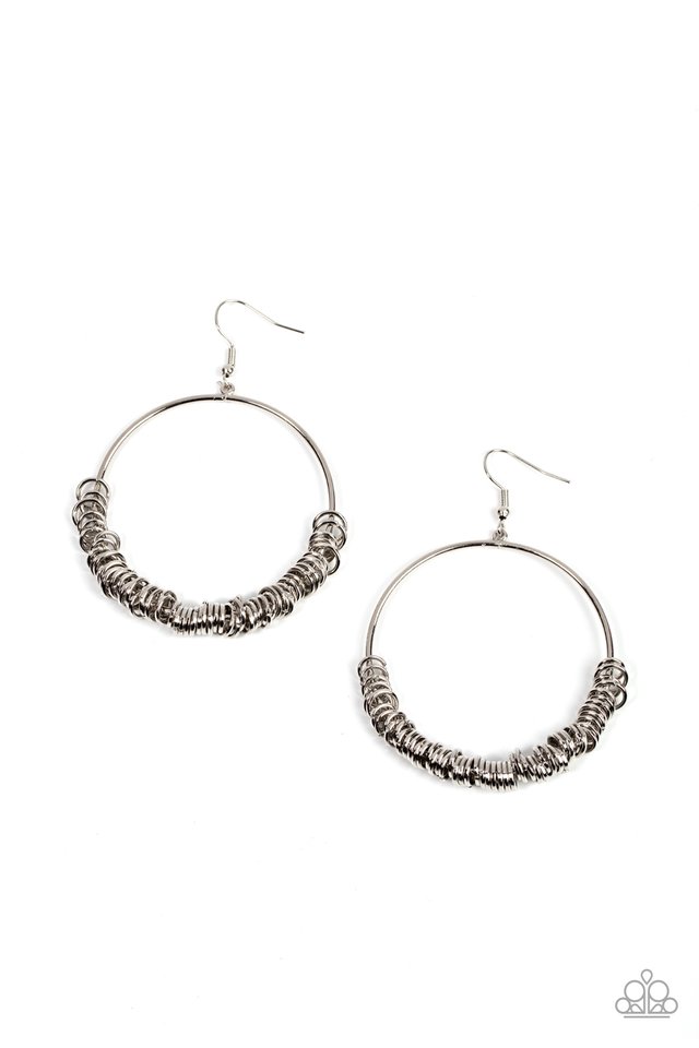 Retro Ringleader - Silver - Paparazzi Earring Image
