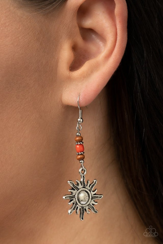 Sunshiny Days - Orange - Paparazzi Earring Image