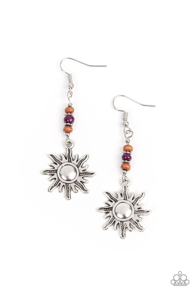 Sunshiny Days - Purple - Paparazzi Earring Image