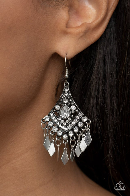 Indie Iridescence - White - Paparazzi Earring Image