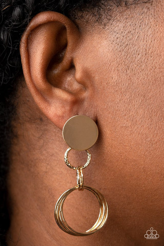 Industrialized Fashion - Gold - Paparazzi Earring Image