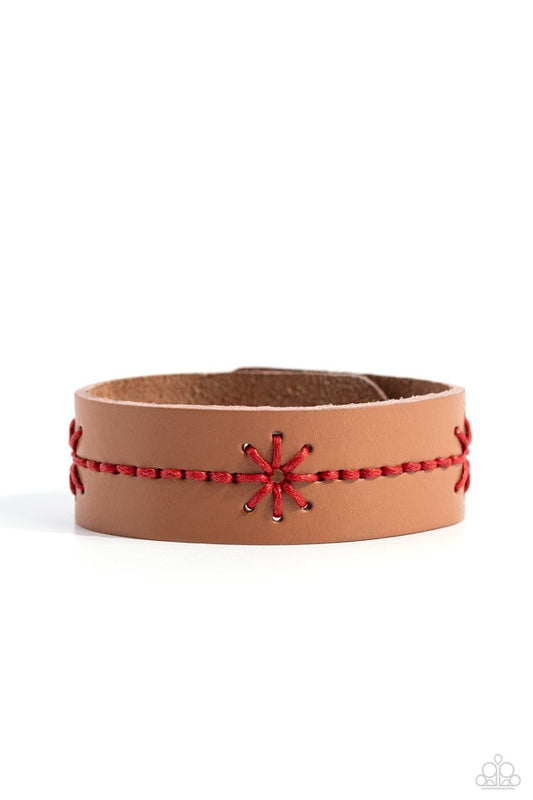 Cross-Stitched Gardens - Red - Paparazzi Bracelet Image