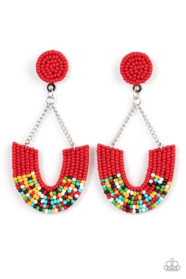 Make it RAINBOW - Red - Paparazzi Earring Image