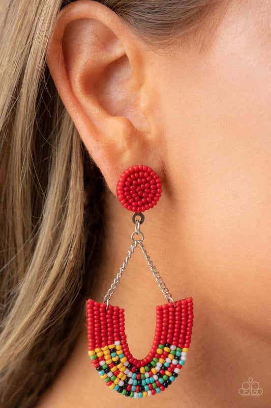 Make it RAINBOW - Red - Paparazzi Earring Image