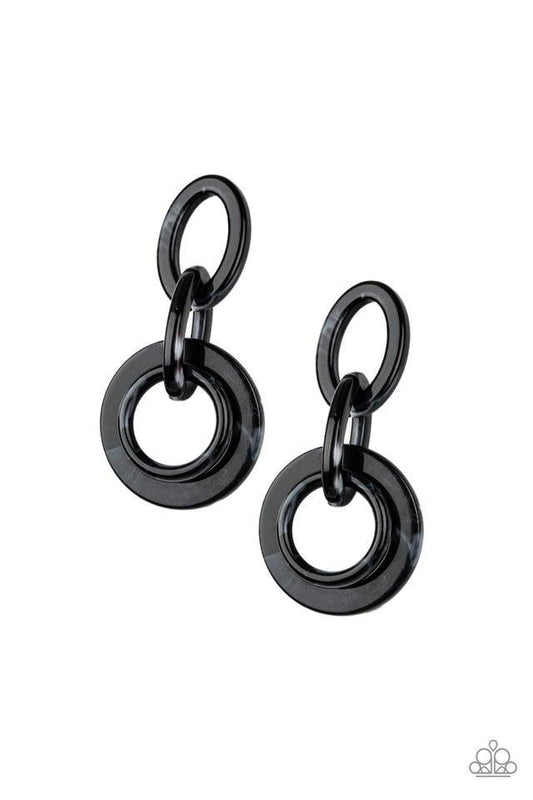 Paparazzi Earring ~ Havana HAUTE Spot - Black