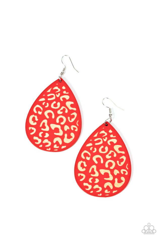 Suburban Jungle - Red - Paparazzi Earring Image