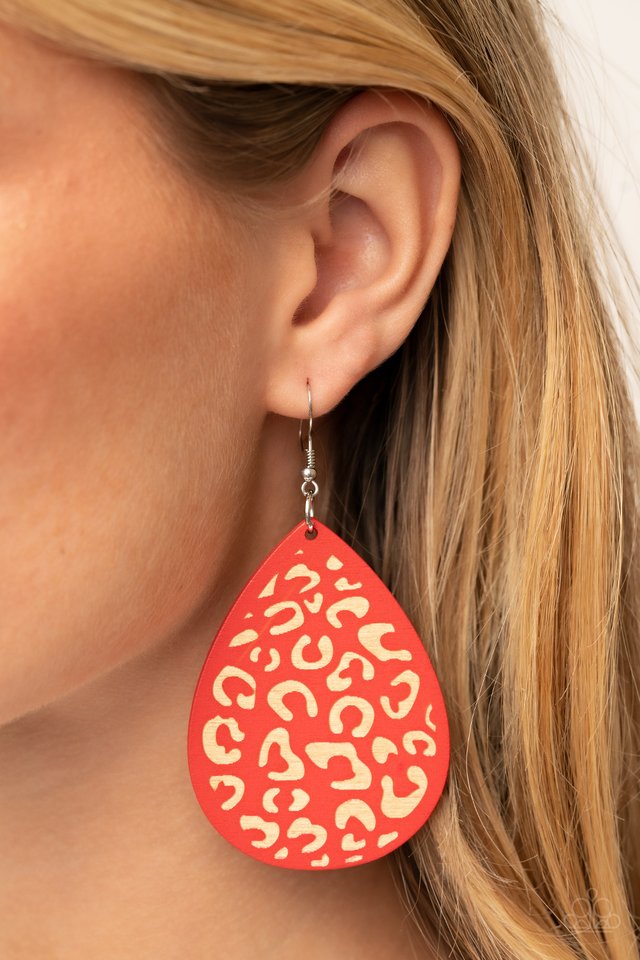 Suburban Jungle - Red - Paparazzi Earring Image