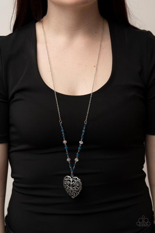 ​Doting Devotion - Blue - Paparazzi Necklace Image