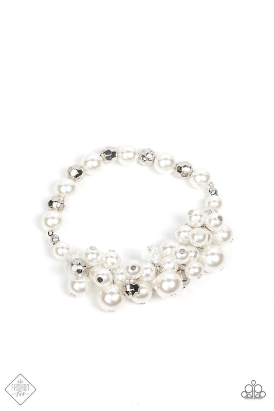 ​Elegantly Exaggerated - White - Paparazzi Bracelet Image