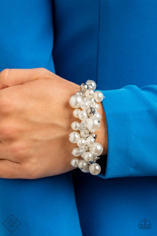 ​Elegantly Exaggerated - White - Paparazzi Bracelet Image