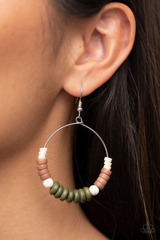 ​Earthy Esteem - Green - Paparazzi Earring Image