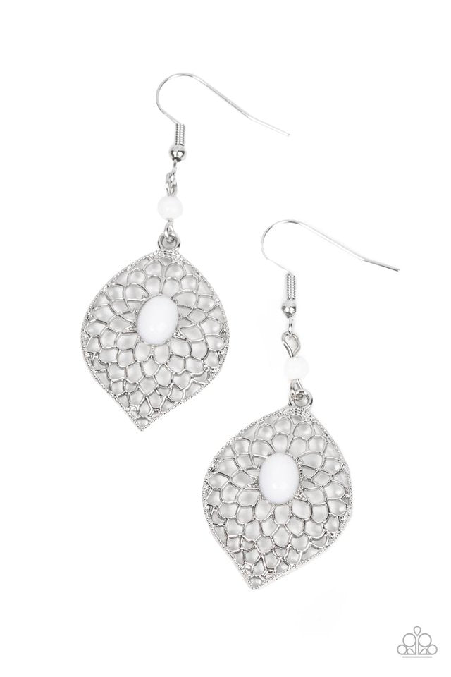 Perky Perennial - White - Paparazzi Earring Image