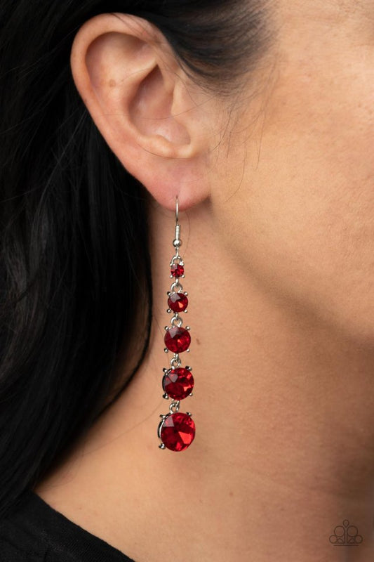 Red Carpet Charmer - Red - Paparazzi Earring Image