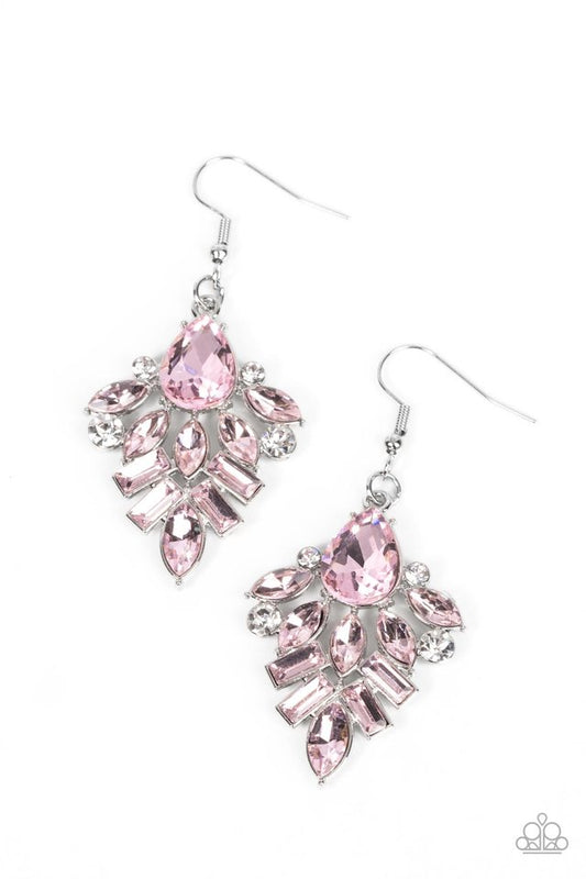 Stellar-escent Elegance - Pink - Paparazzi Earring Image