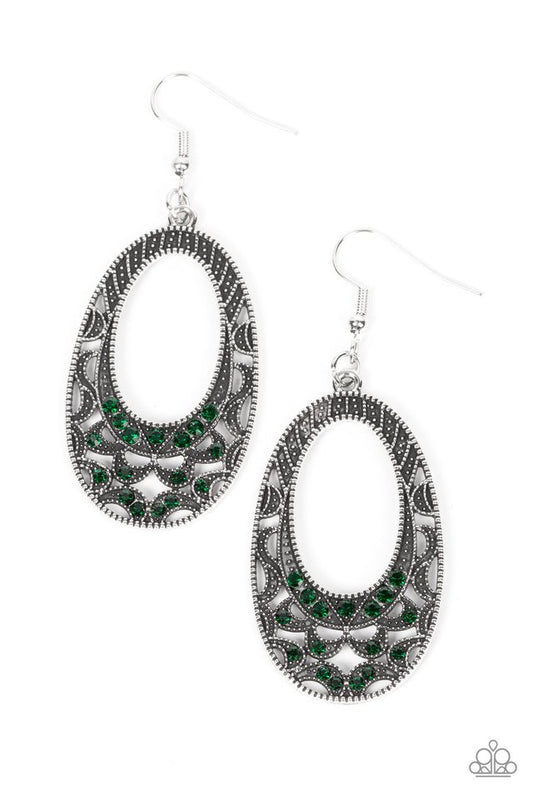 Colorfully Moon Child - Green - Paparazzi Earring Image