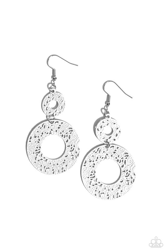 Cabo Courtyard - White - Paparazzi Earring Image