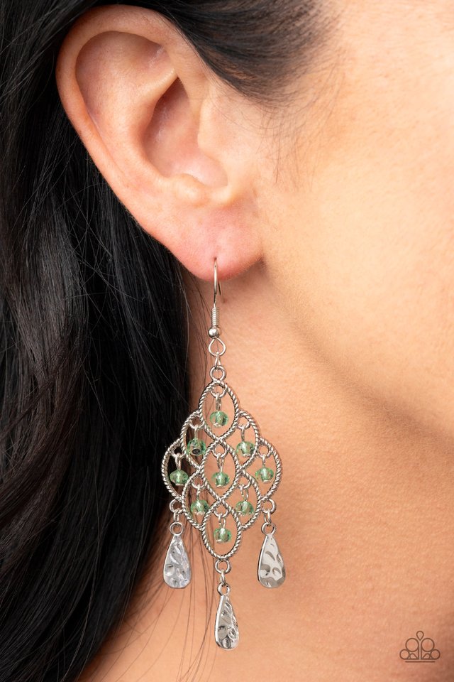 Sentimental Shimmer - Green - Paparazzi Earring Image