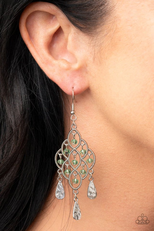 Sentimental Shimmer - Green - Paparazzi Earring Image