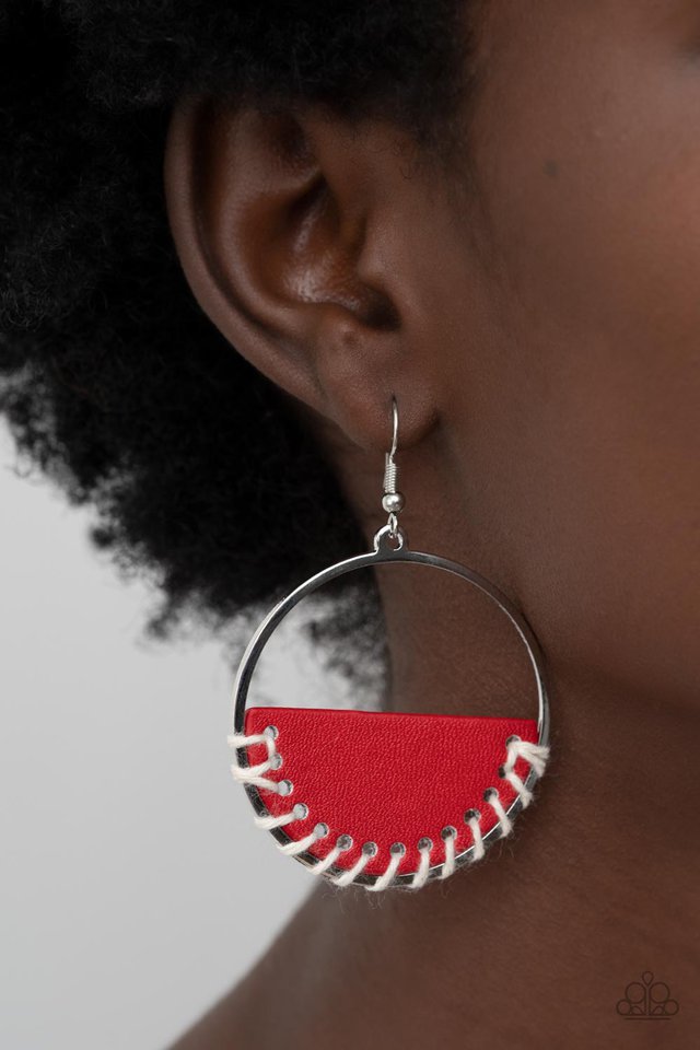 Lavishly Laid Back - Red - Paparazzi Earring Image