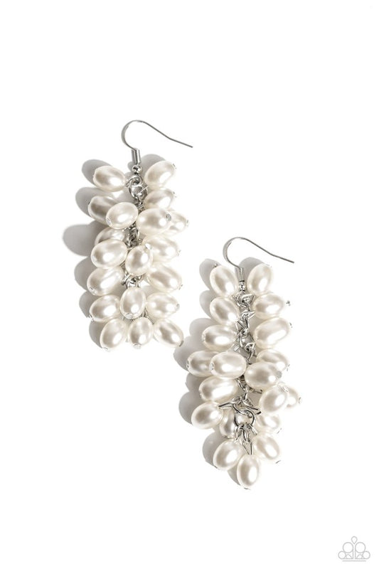 Pearl Posse - White - Paparazzi Earring Image