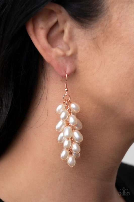 Pearl Posse - Copper - Paparazzi Earring Image