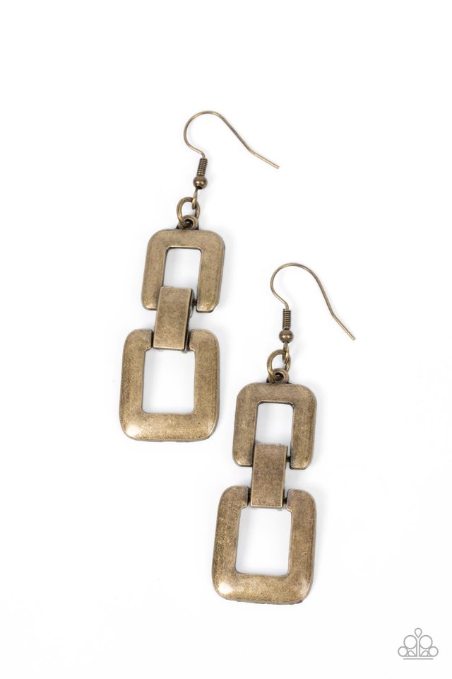Public Square - Brass - Paparazzi Earring Image