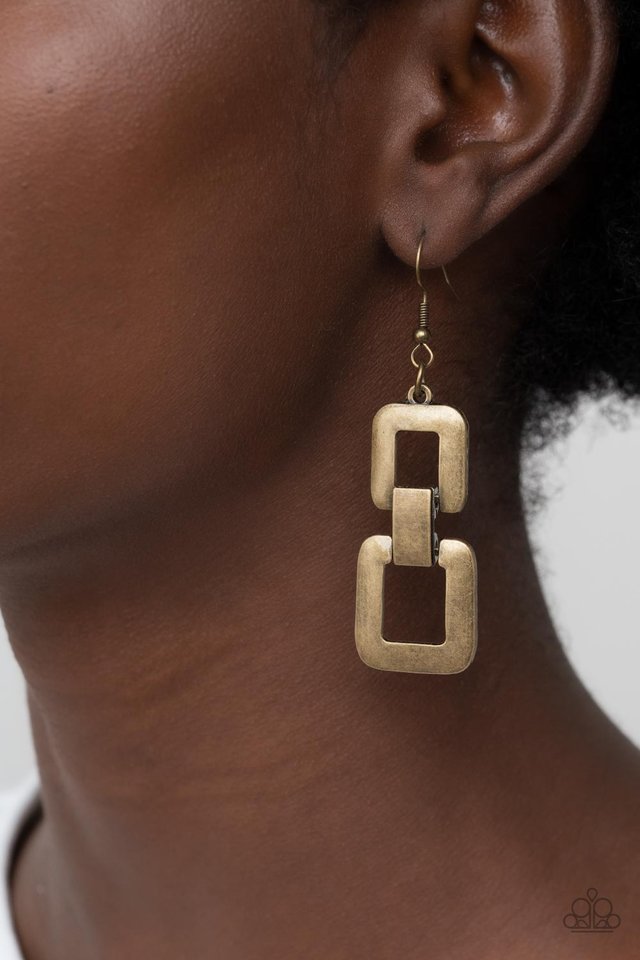 Public Square - Brass - Paparazzi Earring Image
