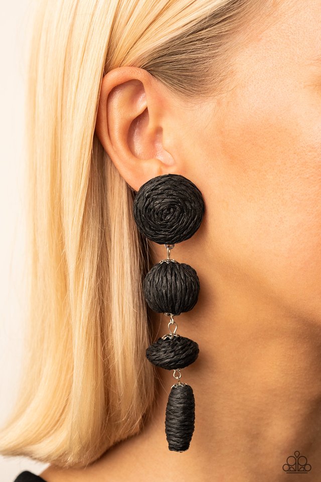 Twine Tango - Black - Paparazzi Earring Image