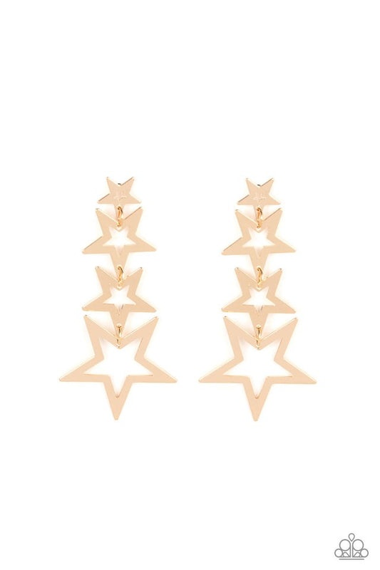 Superstar Crescendo - Gold - Paparazzi Earring Image