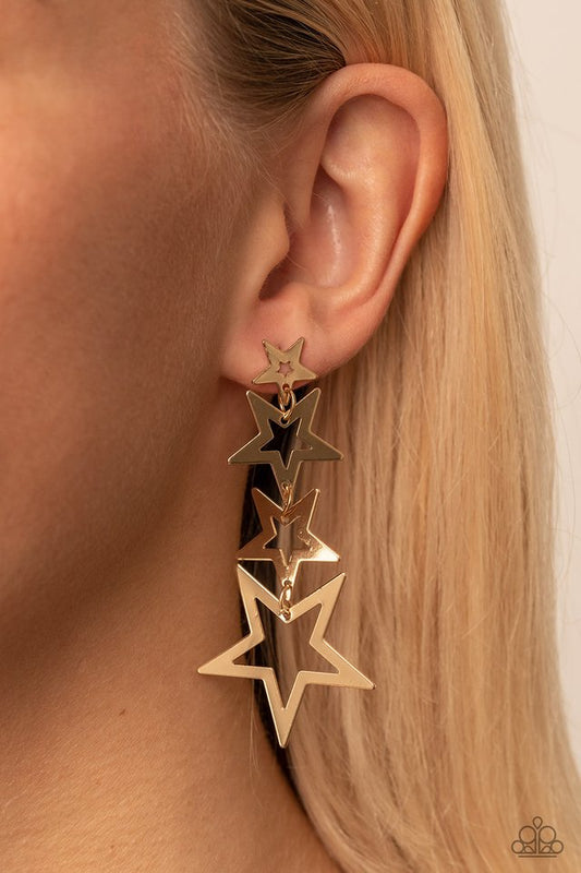 Superstar Crescendo - Gold - Paparazzi Earring Image