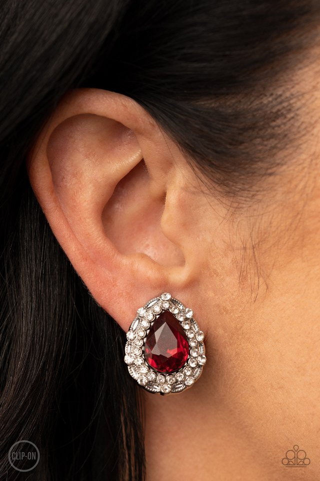 Haute Happy Hour - Red - Paparazzi Earring Image