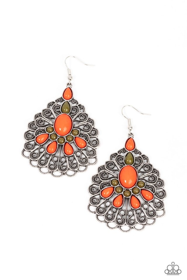 Peacock Prance - Orange - Paparazzi Earring Image