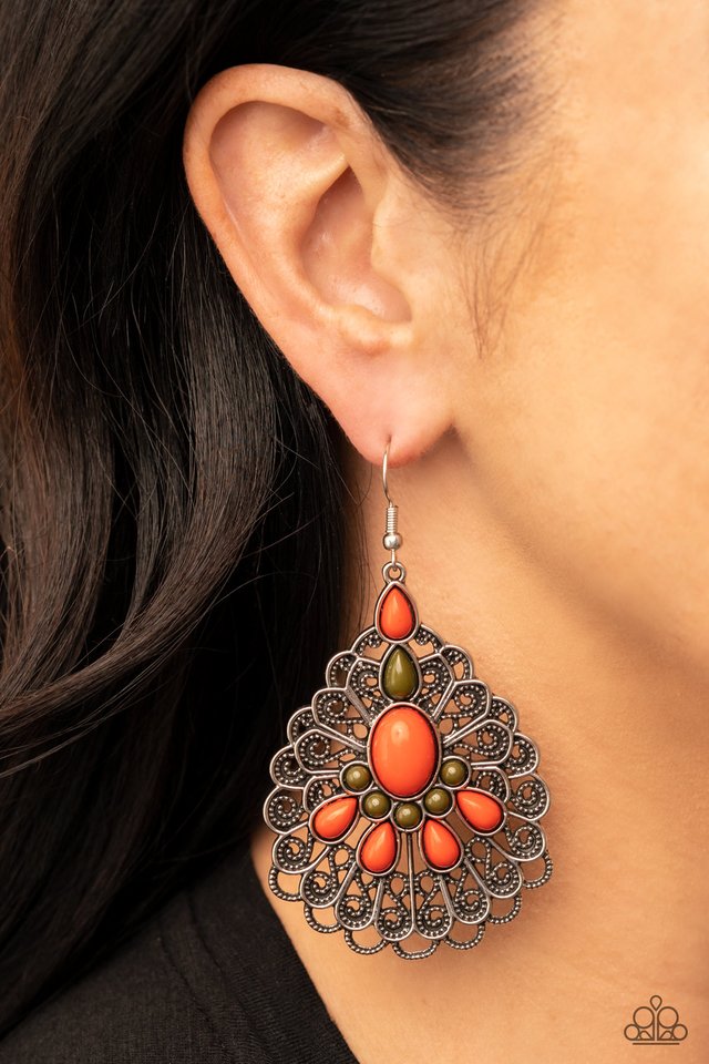 Peacock Prance - Orange - Paparazzi Earring Image