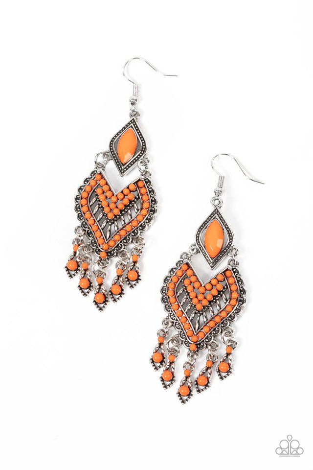 ​Dearly Debonair - Orange - Paparazzi Earring Image