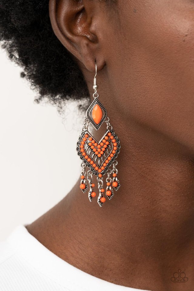 ​Dearly Debonair - Orange - Paparazzi Earring Image