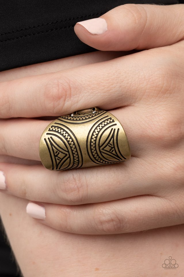 Pharaoh Party - Brass - Paparazzi Ring Image