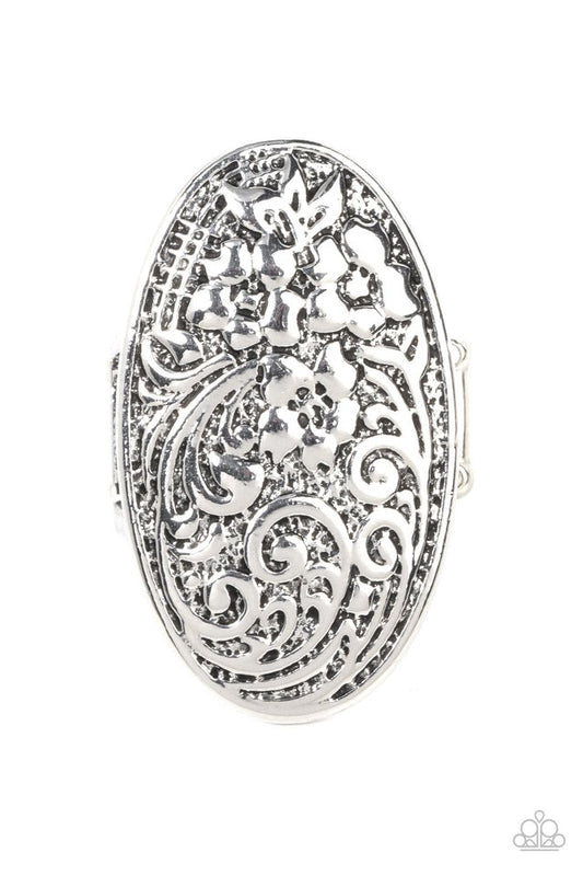 Floral Fortress - Silver - Paparazzi Ring Image