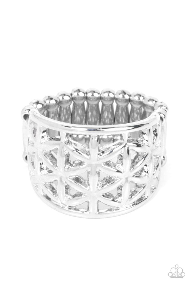 Gardenia Gazebo - Silver - Paparazzi Ring Image