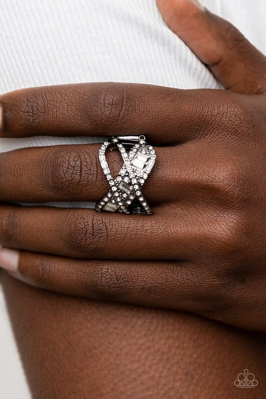 Triple Threat Twinkle - Black - Paparazzi Ring Image