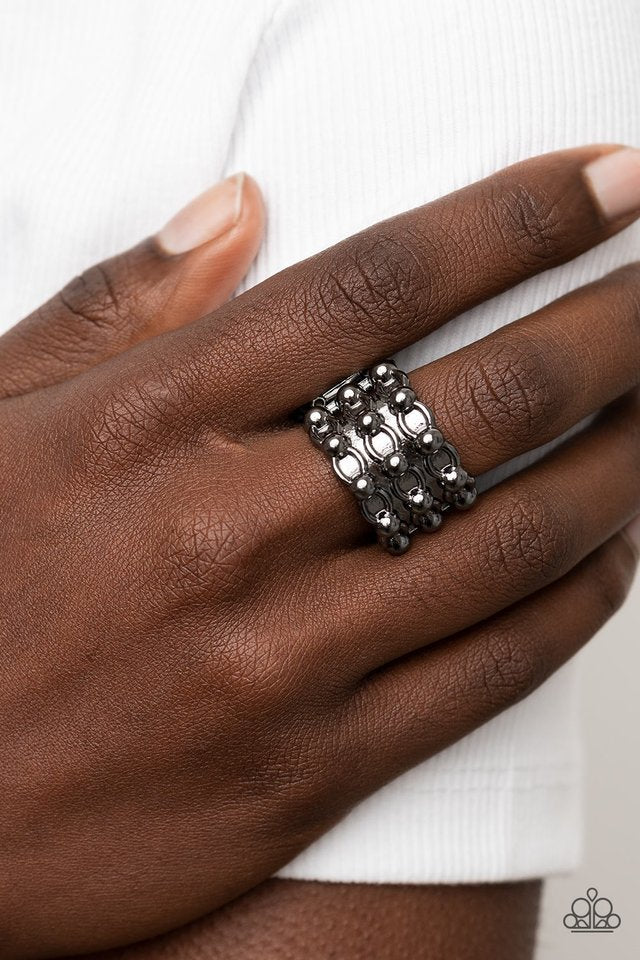 Dauntless Demeanor - Black - Paparazzi Ring Image