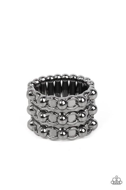 Dauntless Demeanor - Black - Paparazzi Ring Image