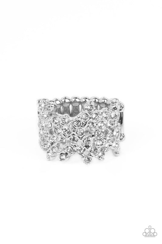 Sizzling Shimmer - White - Paparazzi Ring Image