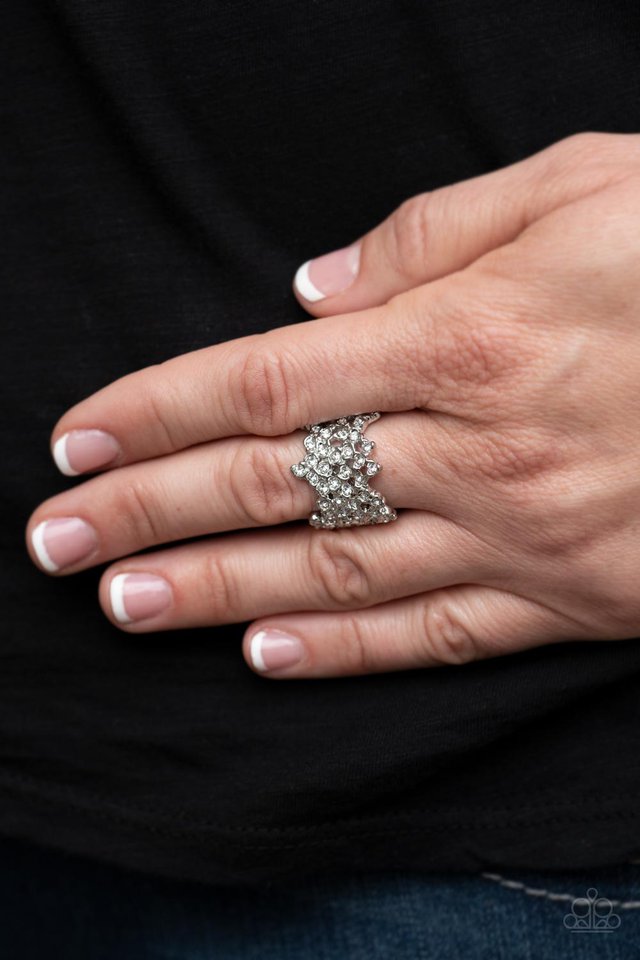 Sizzling Shimmer - White - Paparazzi Ring Image