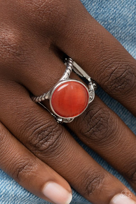 Clairvoyantly Cats Eye - Orange - Paparazzi Ring Image