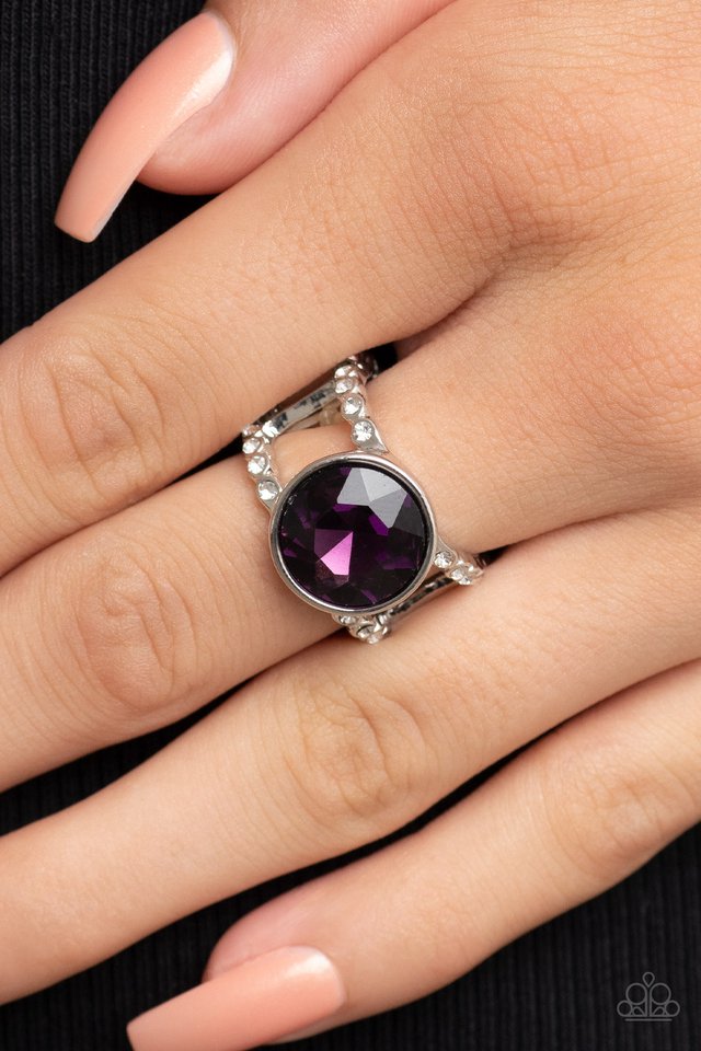 High Roller Sparkle - Purple - Paparazzi Ring Image