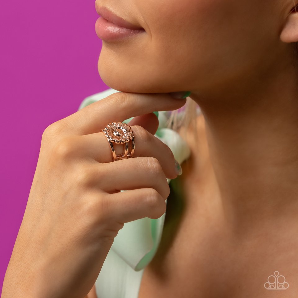 Roadside Daisies - Rose Gold - Paparazzi Ring Image