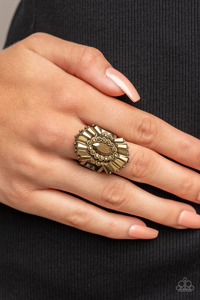 Daringly Deco - Brass - Paparazzi Ring Image